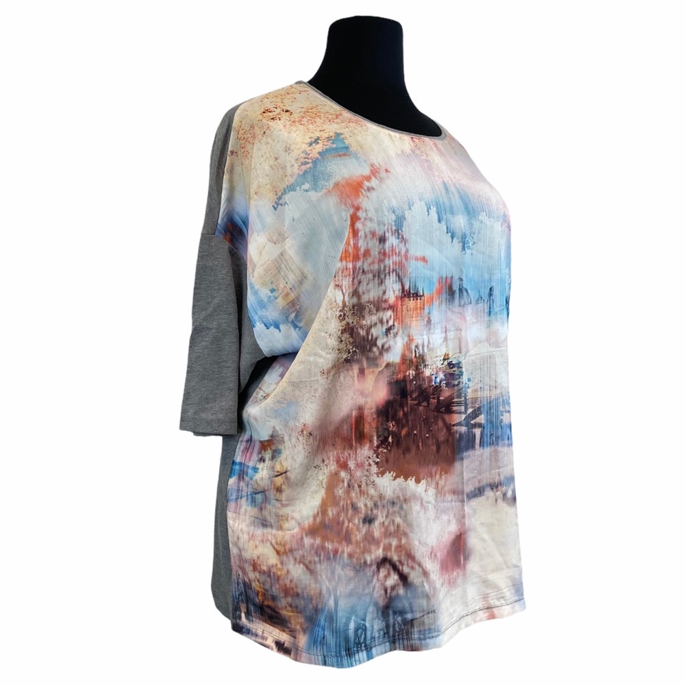 Womans 3X Cj Banks Gray Knot Top Blouse - Picture 3 of 7